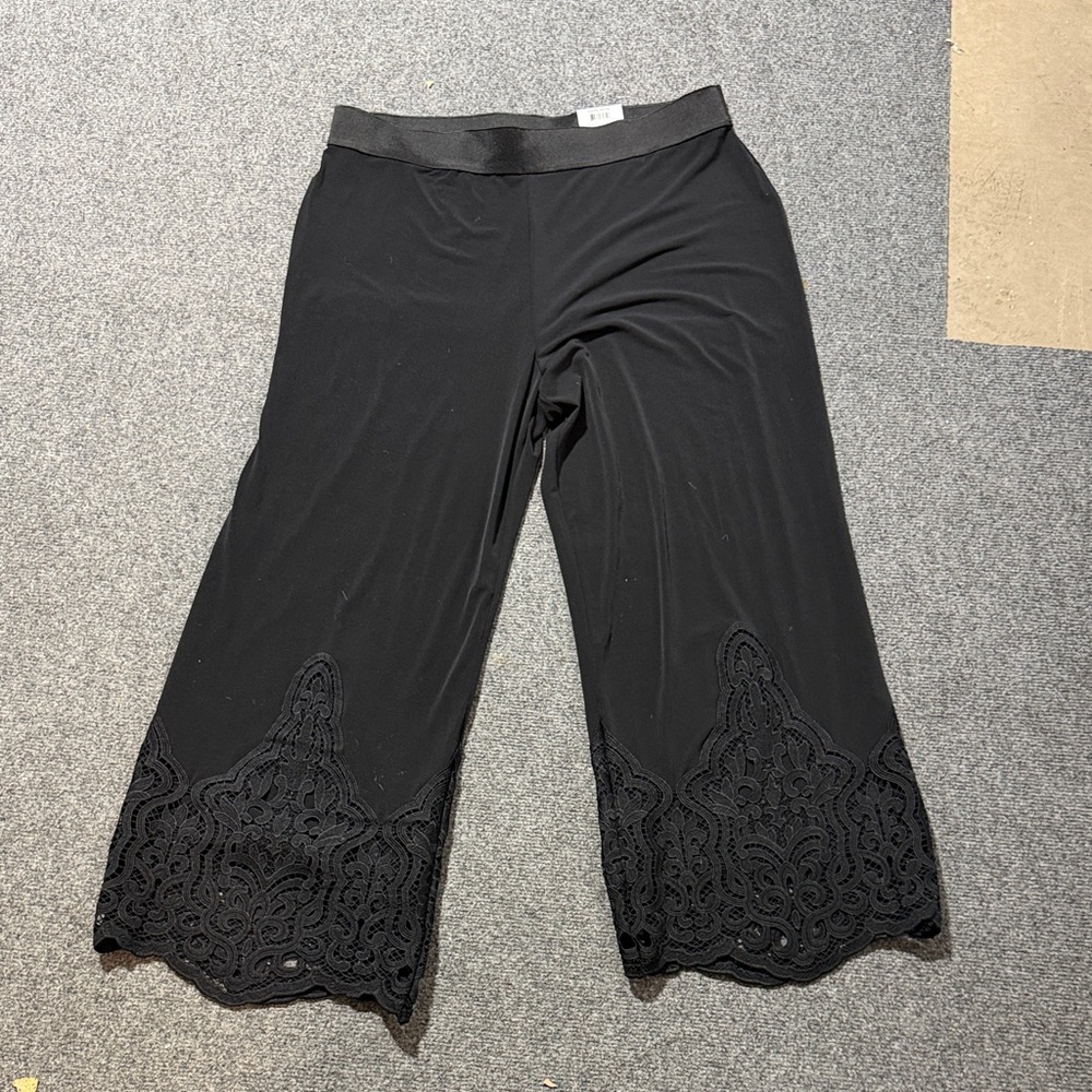 Alfani Black Lace Hem Pants - Picture 3 of 4